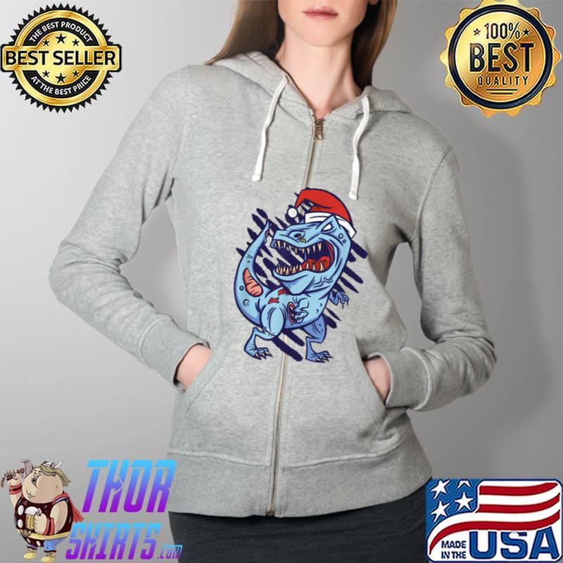 Christmas Dinosaur Zombie Crying Saurus Xmas T-Shirt Full Zip Hooded