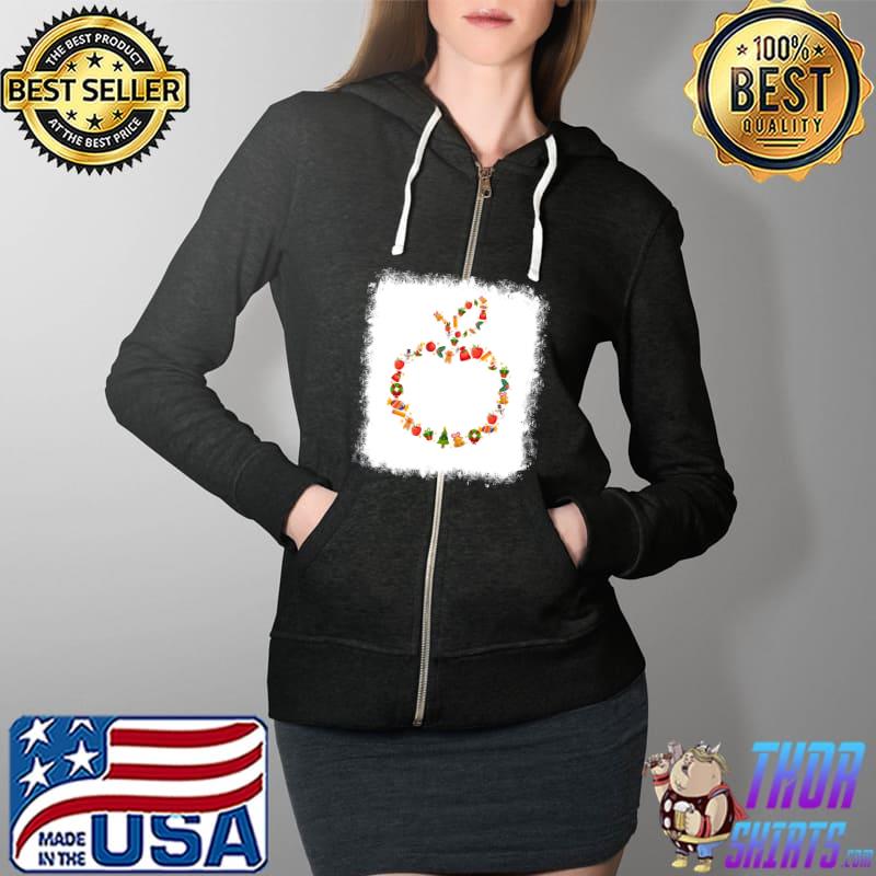 Christmas Teacher Apple Funny Teacher Life Merry Xmas T-Shirt Full Zip Hooded