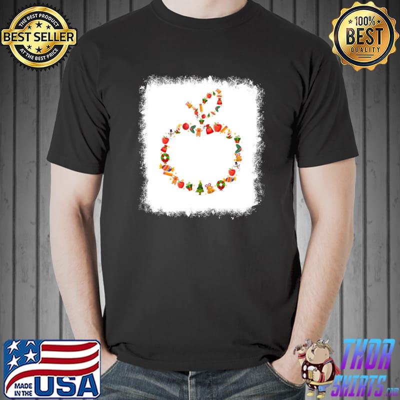 Christmas Teacher Apple Funny Teacher Life Merry Xmas T-Shirt Unisex
