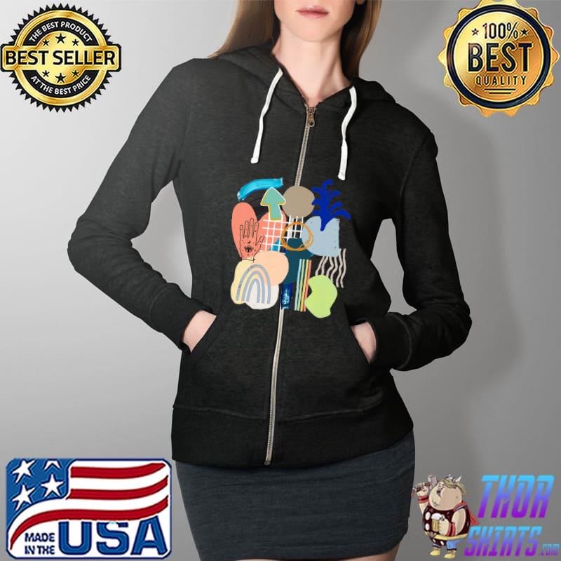 COLORFUL & Expressive Doodles FUN ARTGIFT For Girls Any Age Premium T-Shirt Full Zip Hooded