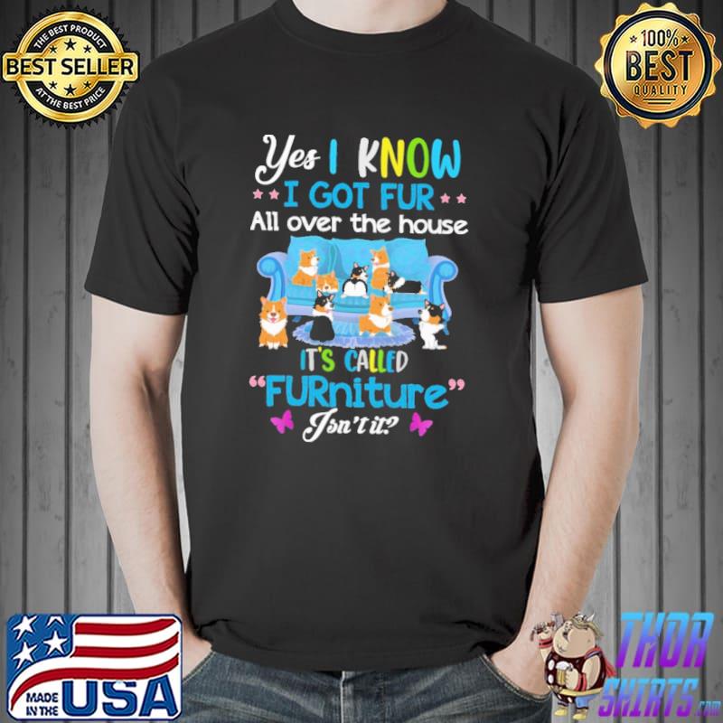 Corgis yes i know i got fur all over the house IT's Called Furniture Isn't It Shirt Unisex