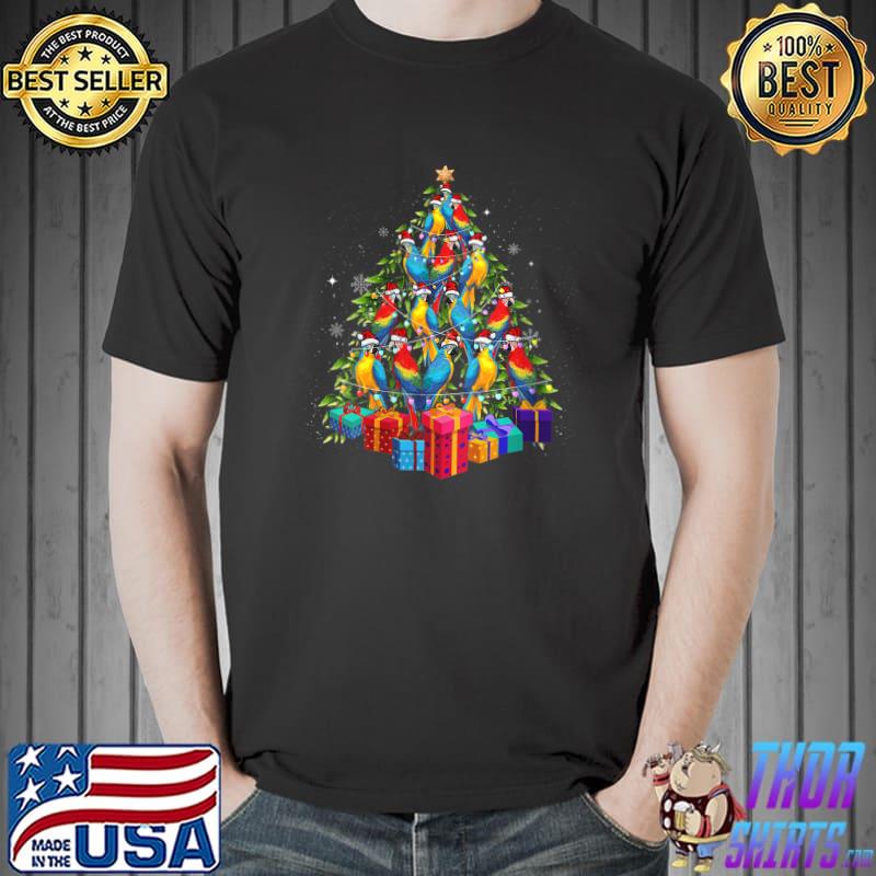 Cute Christmas Tree Parrot Bird Family Xmas Pajamas Matching T-Shirt Unisex