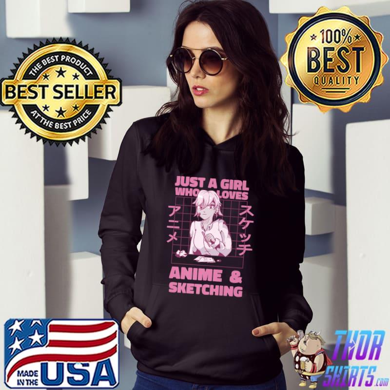 Cute Girl Who Loves Anime and Sketching Kawaii Japanese Premium T-Shirt