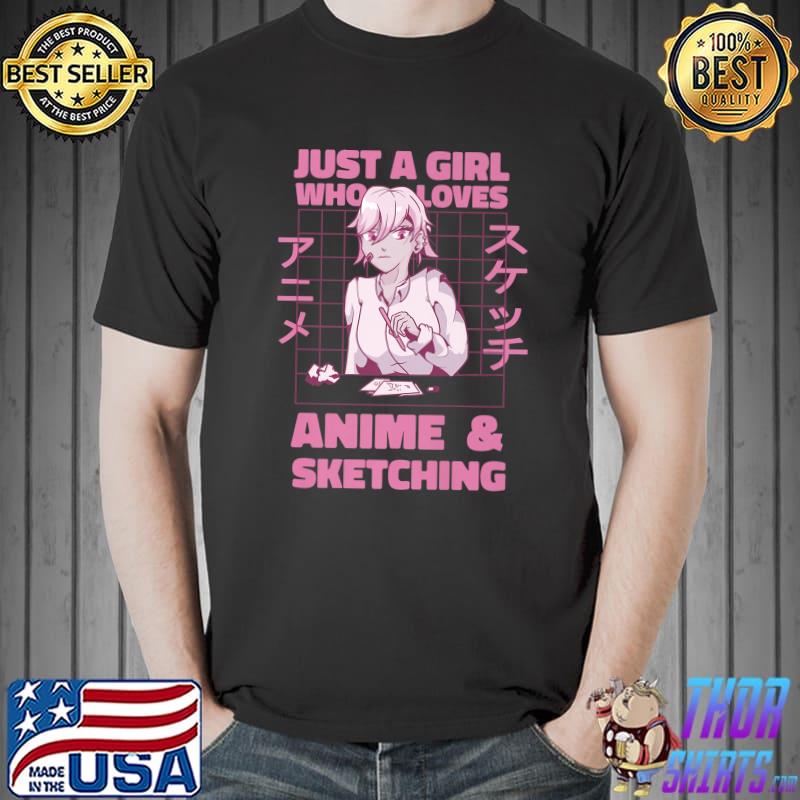 Cute Girl Who Loves Anime and Sketching Kawaii Japanese Premium T-Shirt Unisex