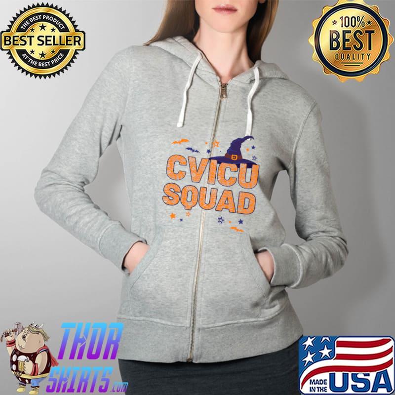 CVICU Squad Witch Hat CVICU Nurse Crew Halloween Matching Premium T-Shirt Full Zip Hooded