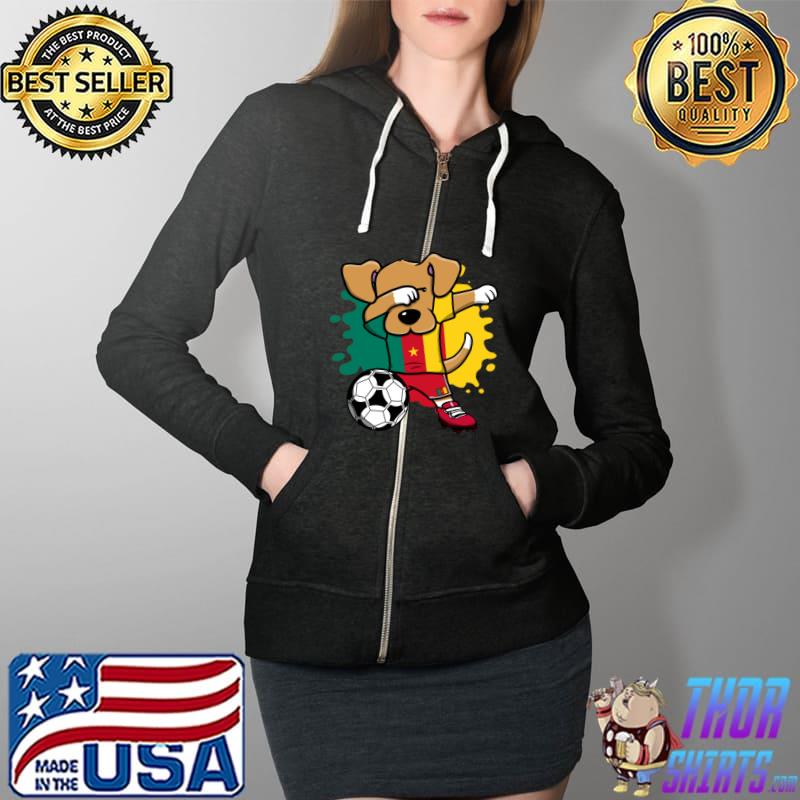 Dabbing Dog Cameroon Soccer Fans Jersey Cameroonian Football T-Shirt Full Zip Hooded