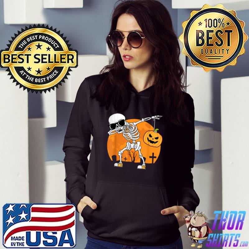 Dabbing Skeleton Funny Halloween Dab Costume Boys Girls Kids T-Shirt