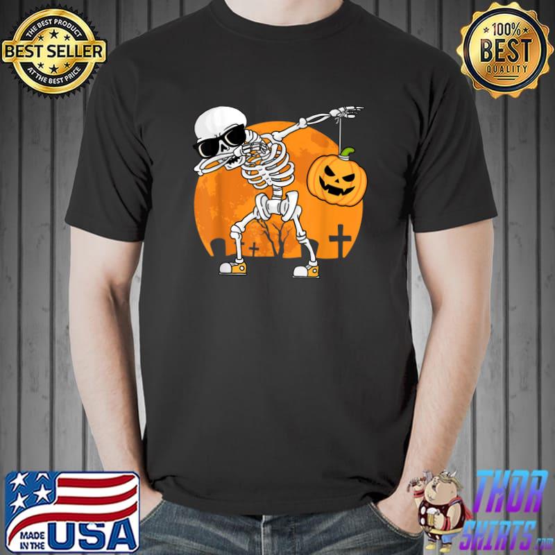 Dabbing Skeleton Funny Halloween Dab Costume Boys Girls Kids T-Shirt Unisex