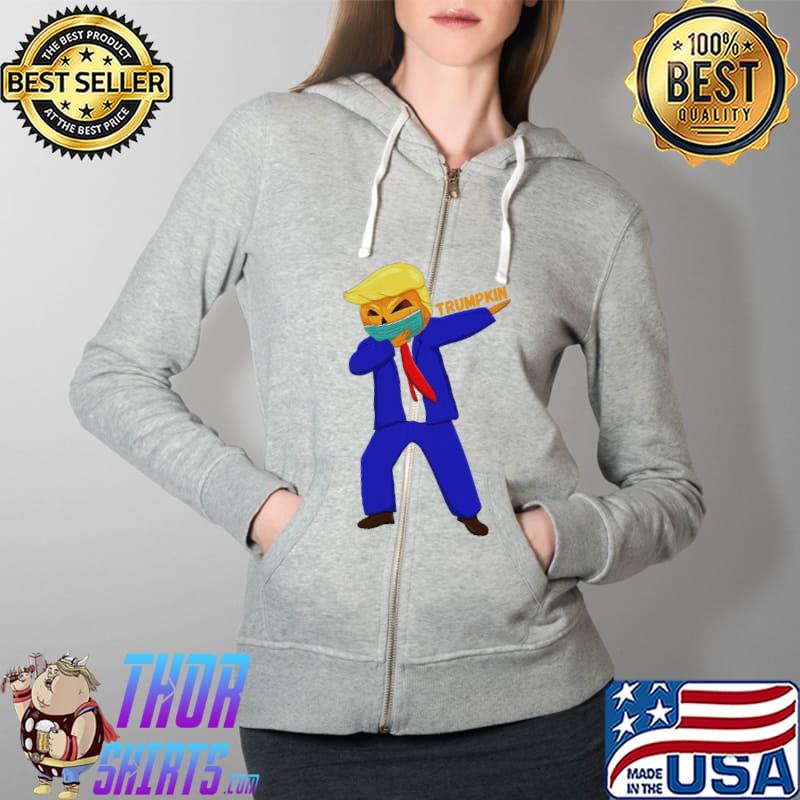 Dabbing Trumpkin Mask Donald Trump Pumpkin Halloween Shirt Full Zip Hooded