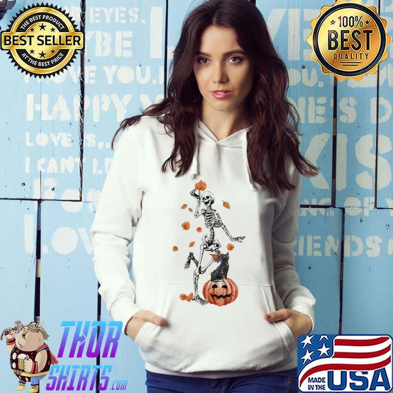Dancing Skeleton Fall Halloween Pumpkin Shirt