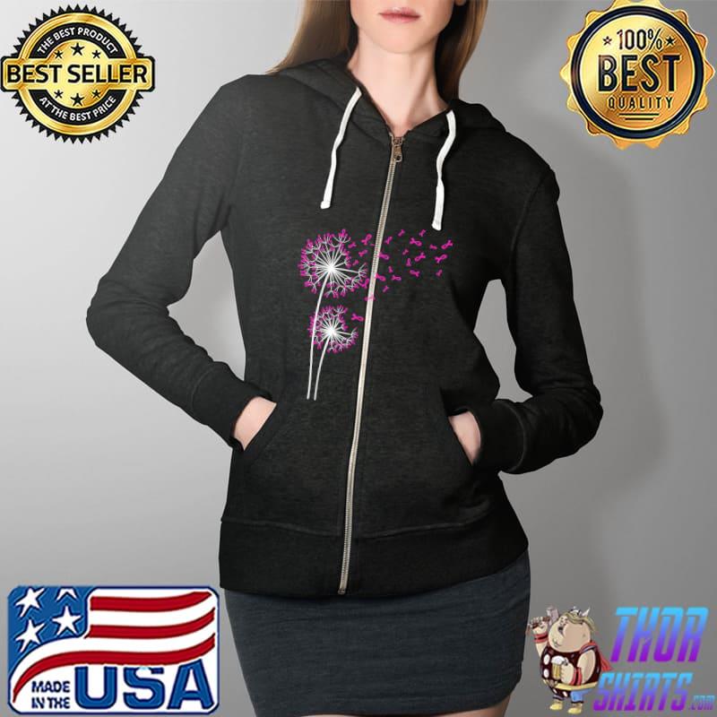 Dandelions Faith Hopes Love Breast Cancer Awareness Flower T-Shirt Full Zip Hooded
