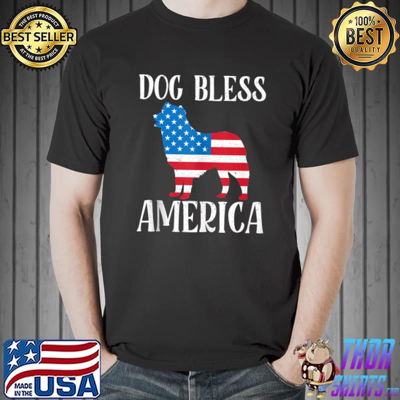 Dog Bless America USA Flag Dog Rescue Lover Pet Dog Owner T-shirt