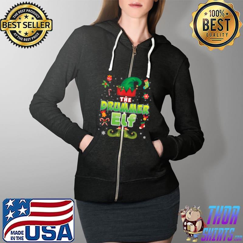 Drummer Elf Christmas Cute Suit Merry Xmas Costume Sweater T-Shirt Full Zip Hooded