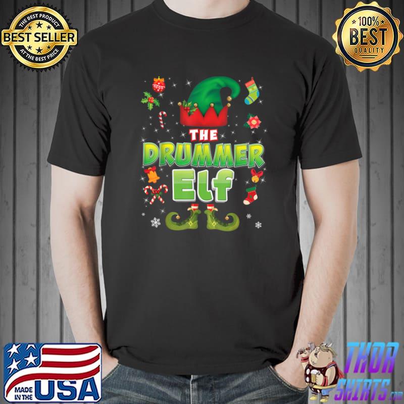 Drummer Elf Christmas Cute Suit Merry Xmas Costume Sweater T-Shirt