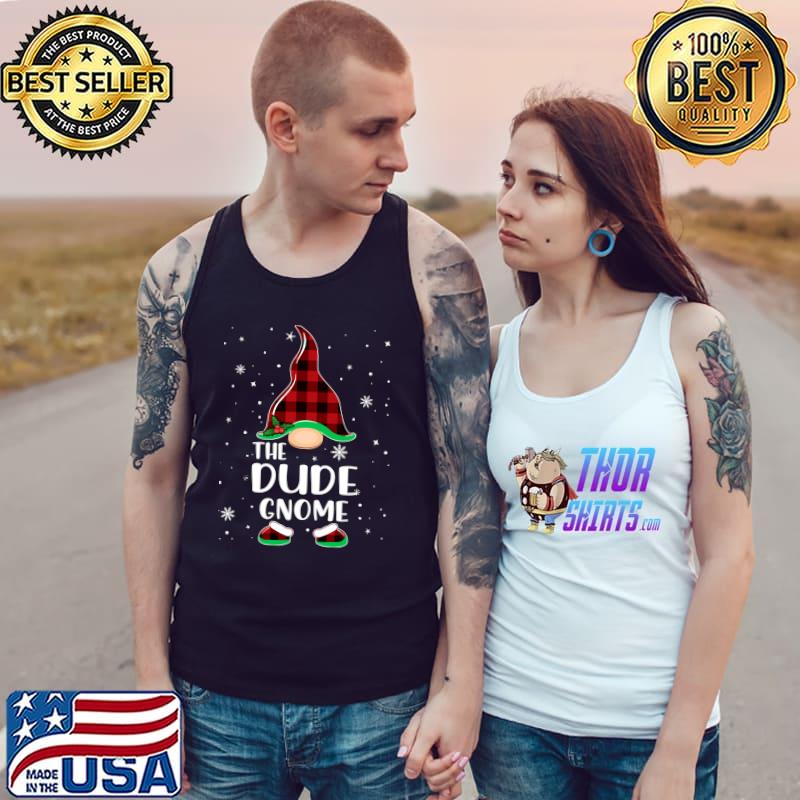 Dude Gnome Buffalo Plaid Matching Christmas Pajama T-Shirt Tank Top