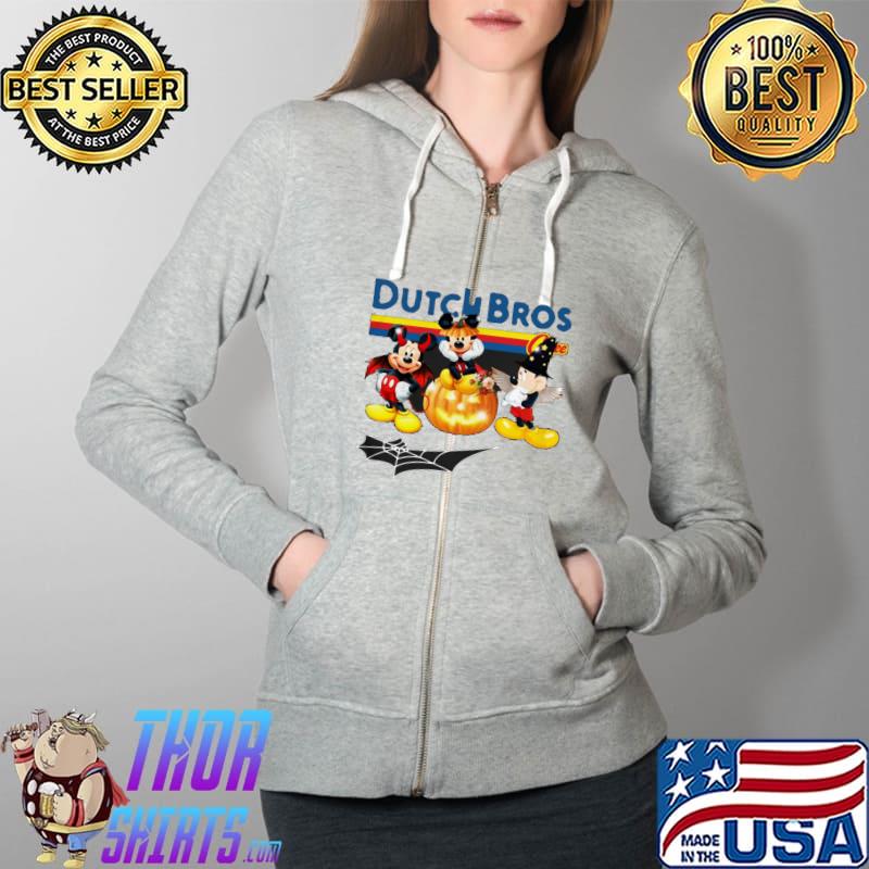 Dutch Bros Halloween Kids 2021 mickey Halloween Horror Characters T-Shirt Full Zip Hooded