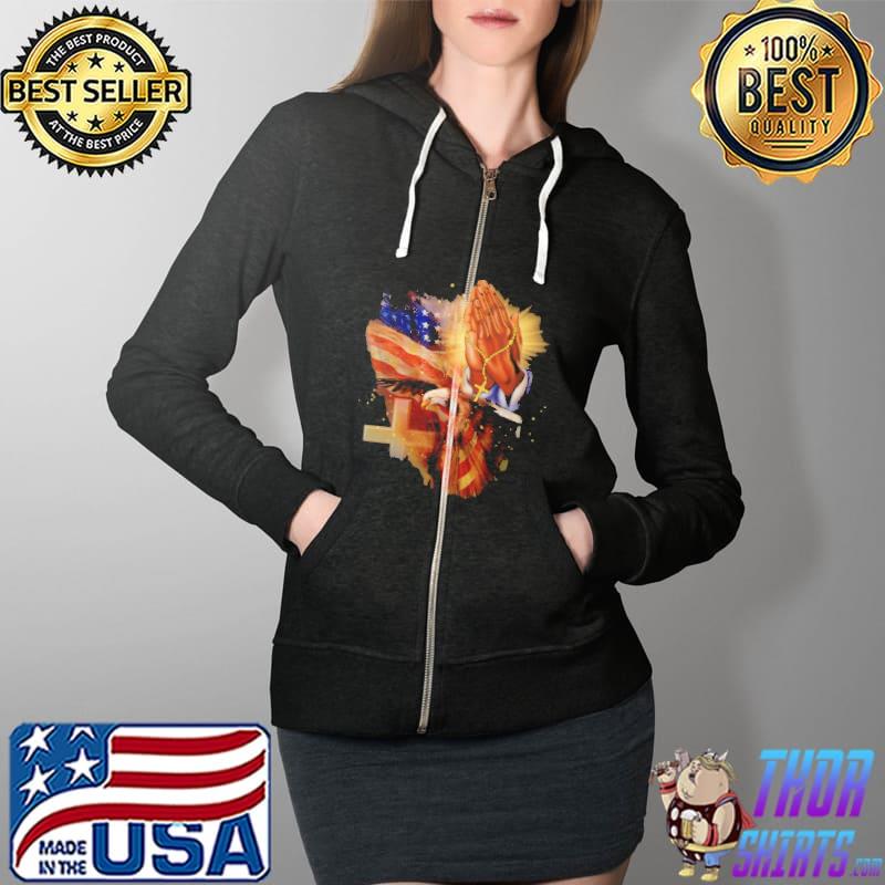 Eagle God bless America Flag Shirt Full Zip Hooded