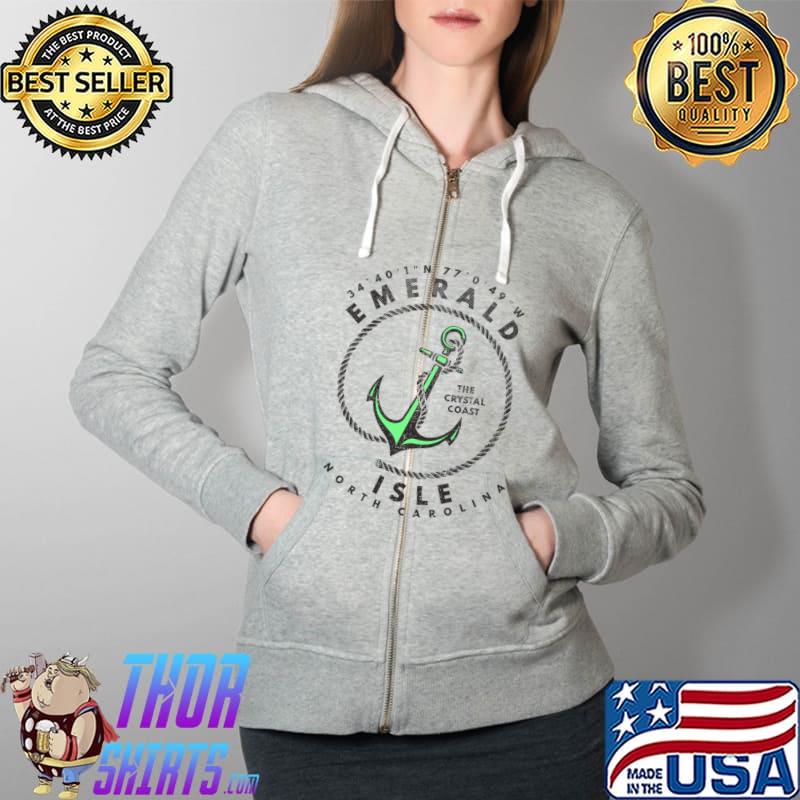 Emerald Isle, North Carolina Boat Anchor Crystal Coast T-Shirt Full Zip Hooded