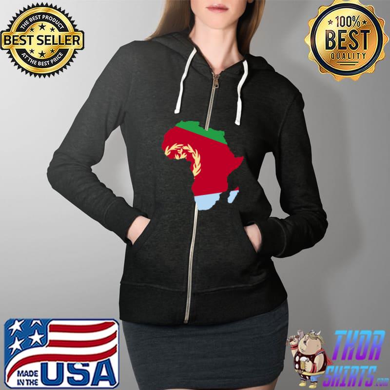 Eritrea Flag Africa Continent Silhouette Gift for Eritreans T-Shirt Full Zip Hooded