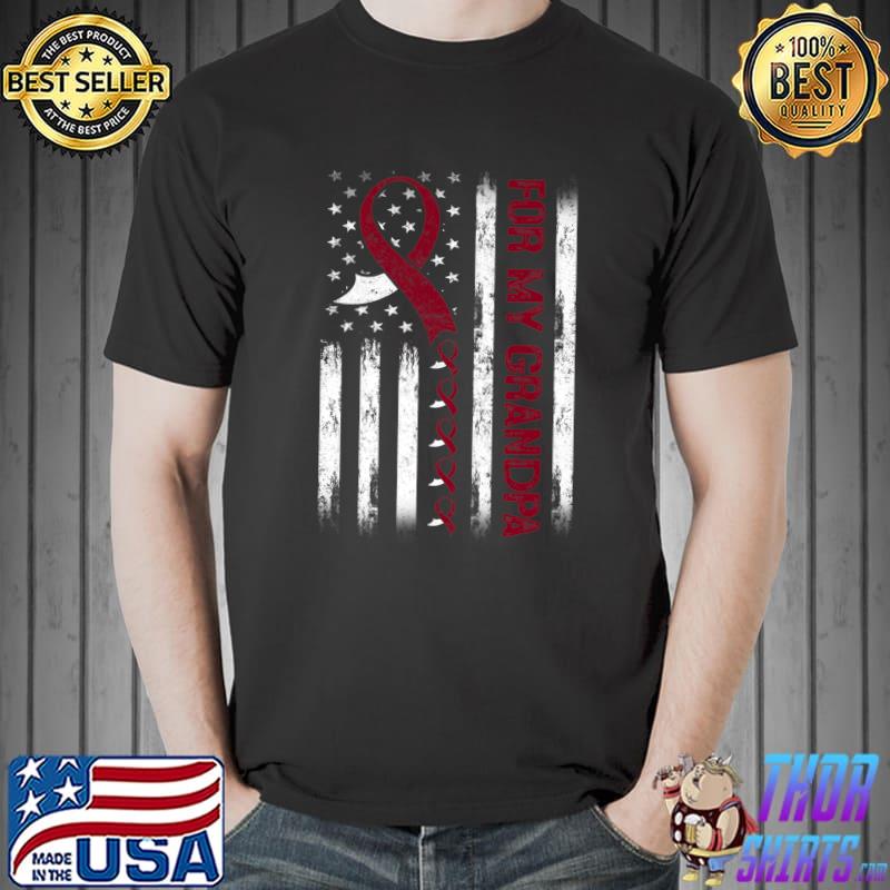 For My Grandpa Head & Neck Cancer Awareness Flag Premium T-Shirt