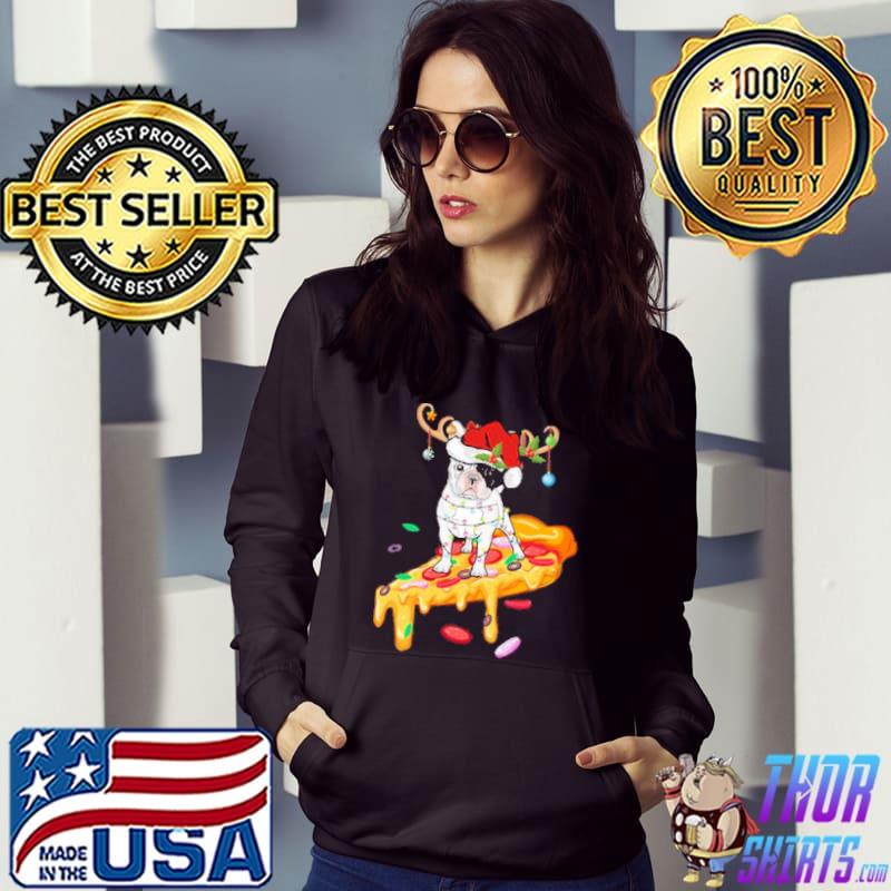 French Bulldog Riding Pizza Gift French Bulldog Christmas shirt