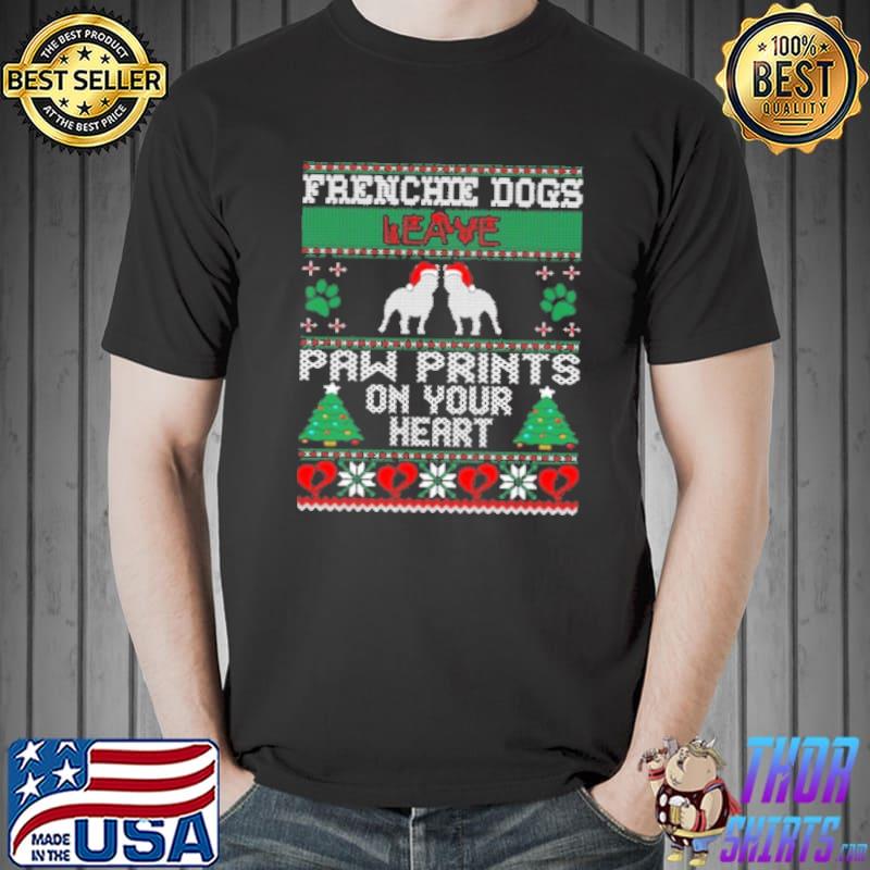 Frenchie Dog Leave Paw Prints On Heart Christmas Gift s Unisex