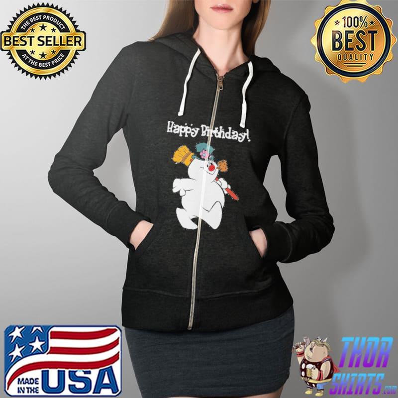 Frosty The Snowman Happy Birthday Christmas Graphic Shirt Full Zip Hooded