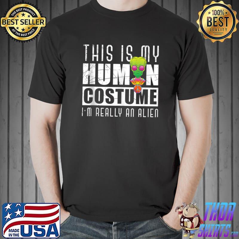 Funny Alien Human Costume Extraterrestrial UFO Alien T-shirt