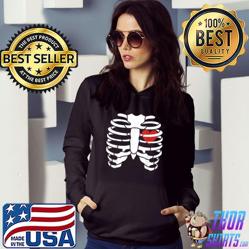 Funny Lazy Halloween Costume 2021 Skeleton Heart Ribcage T-Shirt Hoodie