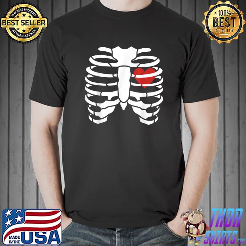 Funny Lazy Halloween Costume 2021 Skeleton Heart Ribcage T-Shirt