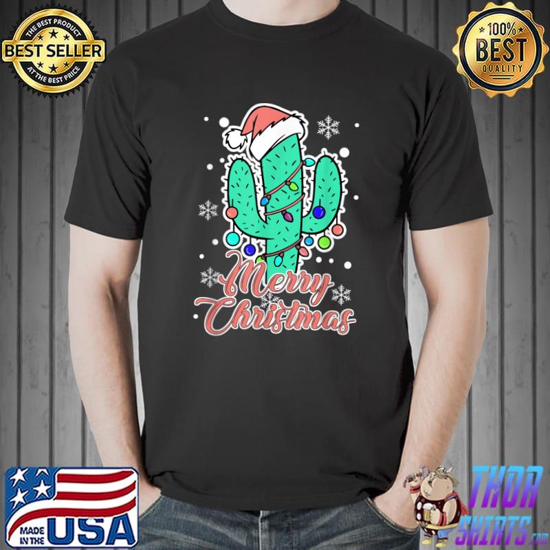 Funny Merry Cactus Santa Chirstmas Succulent Lover Pajama T-Shirt Unisex