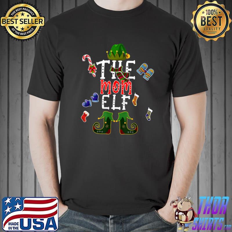 Funny Mom Elf Matching Family Group Christmas Party Pajama T-Shirt