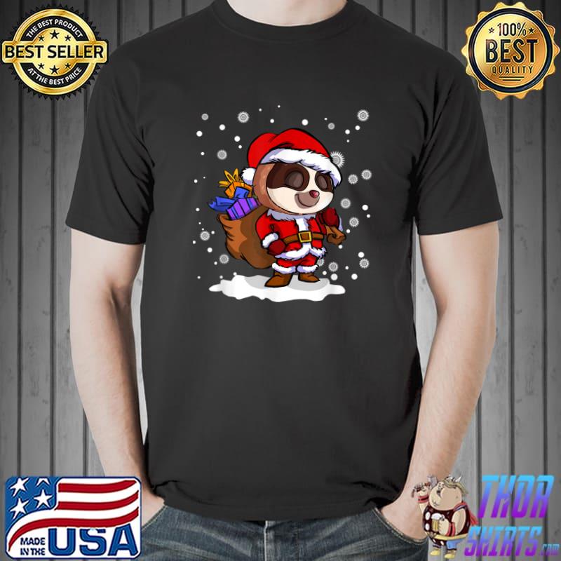 Funny Sloth Santa Claus Merry Slothmas Christmas Pajama T-Shirt Unisex