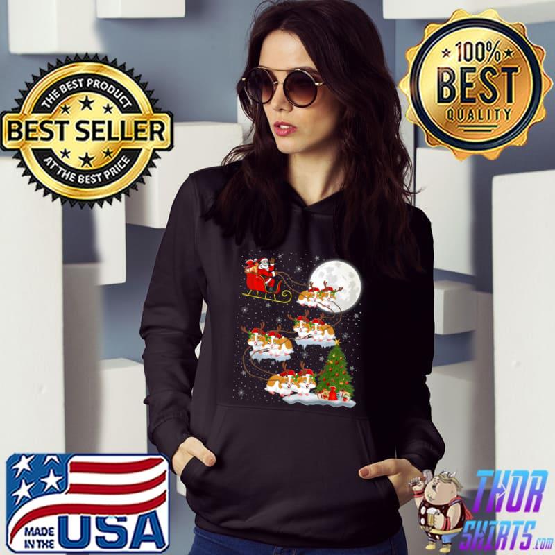 Funny Xmas Lighting Tree Santa Riding Hamster Christmas T-Shirt Hoodie