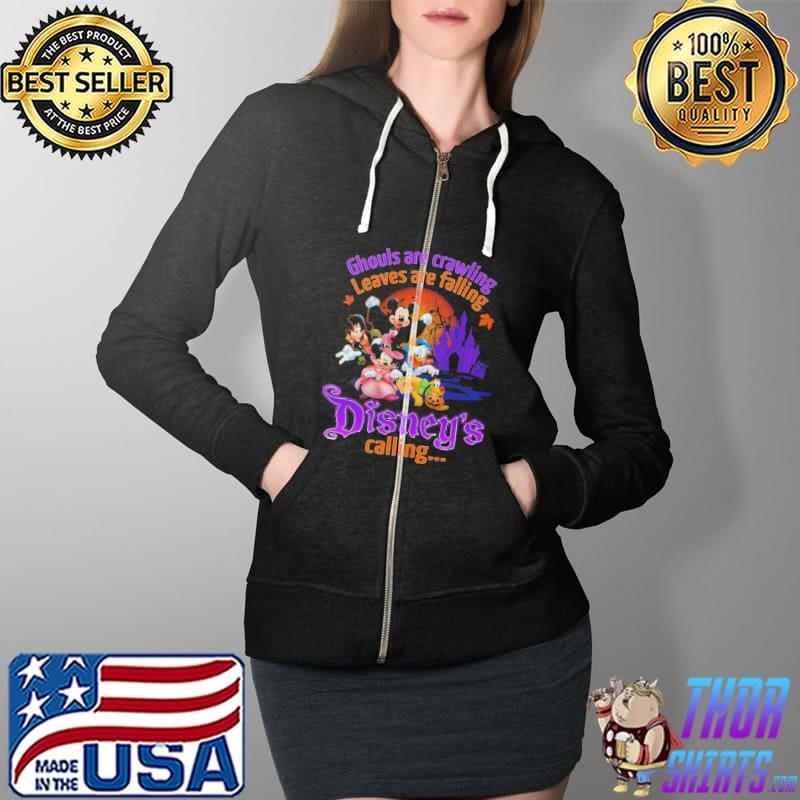 Ghouls Are Crawling Leaves Are Falling Disney’s Calling Mickey Mouse Minnie Donald Shirt Full Zip Hooded