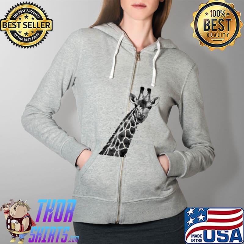 Giraffe In Black And White Hailey Shirt Full Zip Hooded