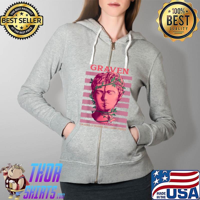 GRAVEN Men's Women's Youth Floral Statue Design T-Shirt Full Zip Hooded