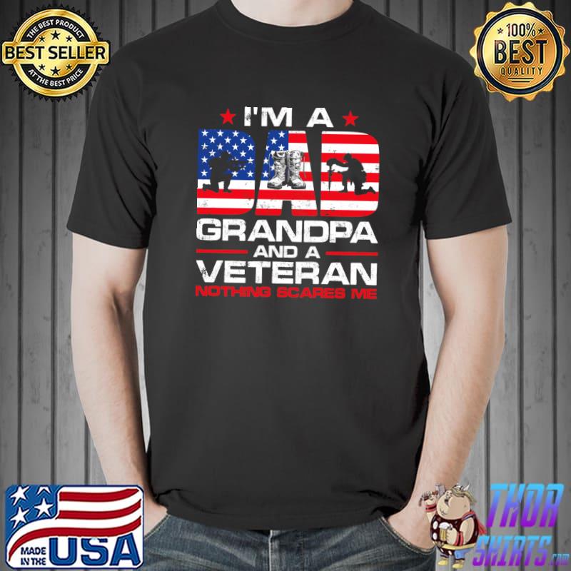 Gun American Flag I'm A Dad Grandpa And A Veteran T-s Unisex