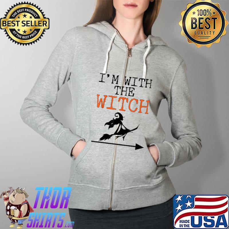 Halloween Shirts For Men I'm With The Witch Funny Halloween T-Shirt Full Zip Hooded