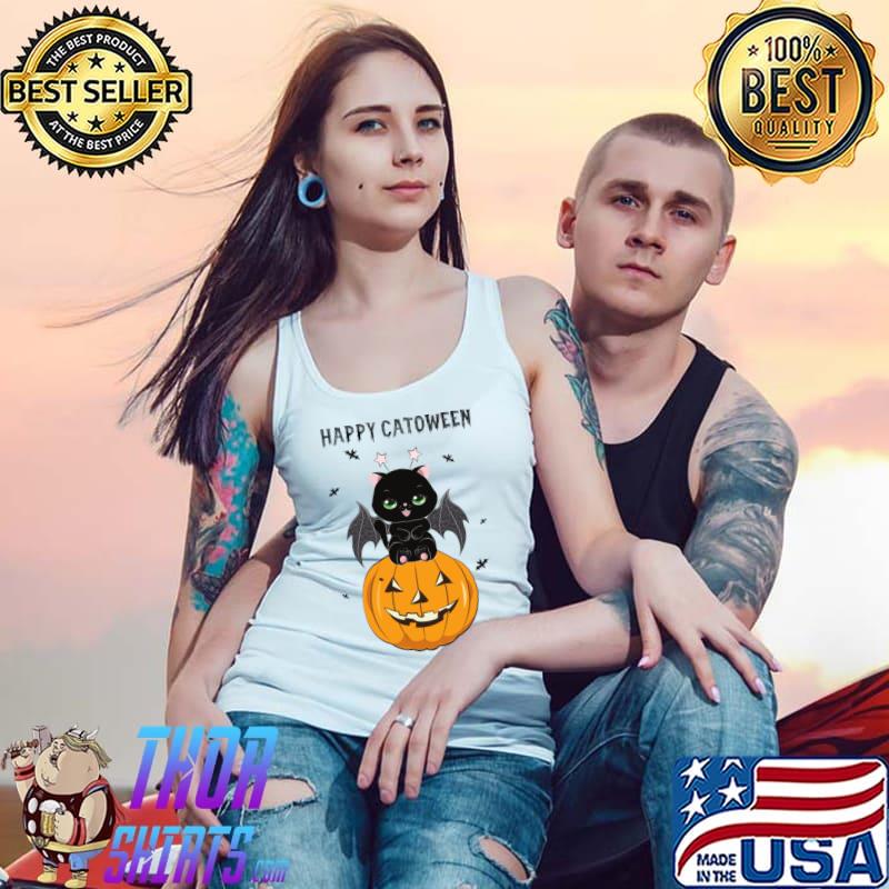 Happy catoween pumpkin Halloween kawaii kitten T-Shirt Tank Top