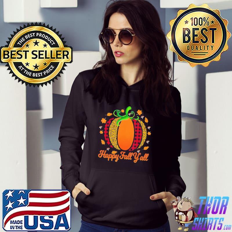Happy Fall Y'all Pumpkin Leopard Cute Autumn Shirt Hoodie