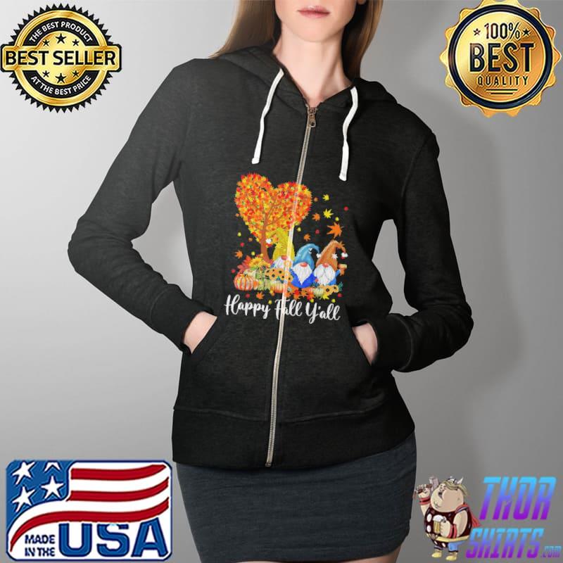 Happy Fall Y’all Gnome Leopard Pumpkin Funny Autumn Sunflowers s Full Zip Hooded