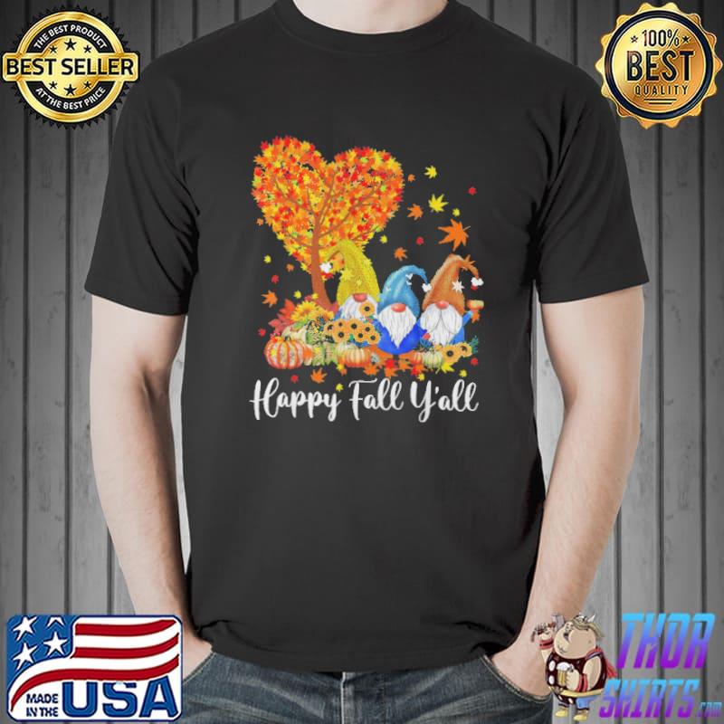 Happy Fall Y’all Gnome Leopard Pumpkin Funny Autumn Sunflowers s Unisex