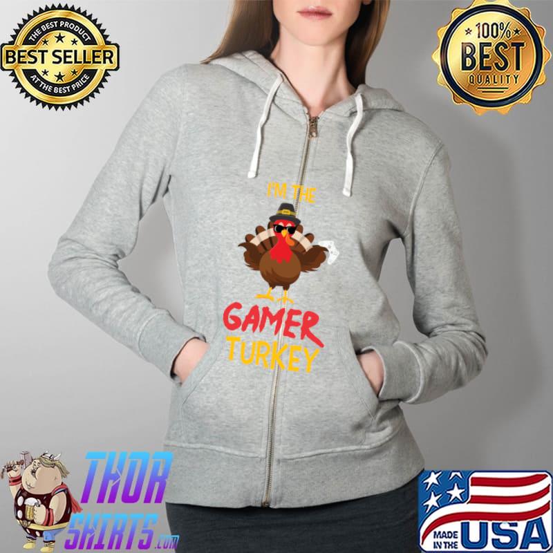 Happy Thanksgiving Gamer Turkey T-Shirt Full Zip Hooded