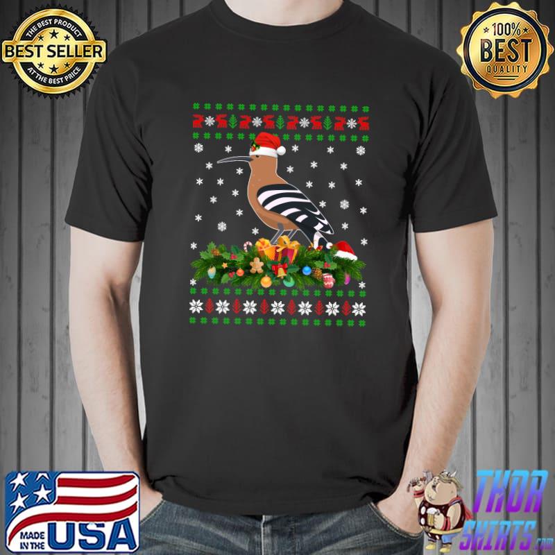Hoopoes Bird Lover Xmas Santa Hat Ugly Hoopoes Christmas T-shirt