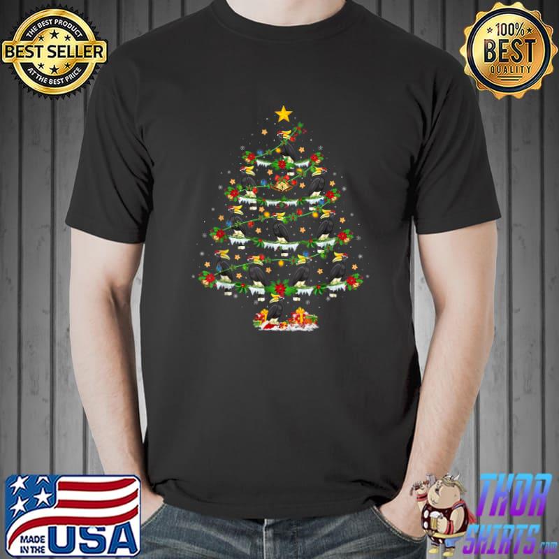 Hornbill Bird Lover Xmas Lighting Hornbill Christmas Tree T-Shirt Unisex