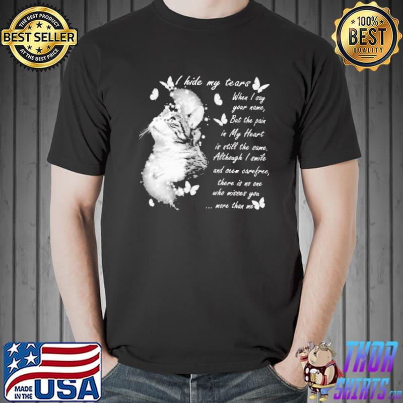 I Hide My Tears Heartwarming Cats Butterfly Shirt Unisex