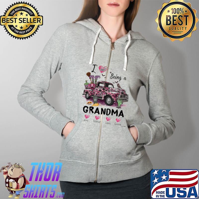 I Love Being A Grandma Halloween Pink Shirt Full Zip Hooded