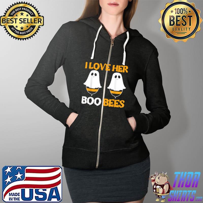 I Love Her Boo Bees for a Couples Halloween Bee Lovers T-Shirt Full Zip Hooded