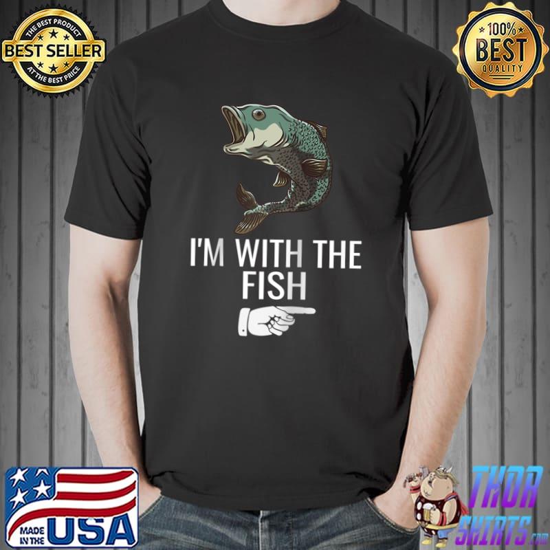 I'm With Fish Shirt Funny Fish Halloween Costume Fishing Raglan Baseball T-s Unisex